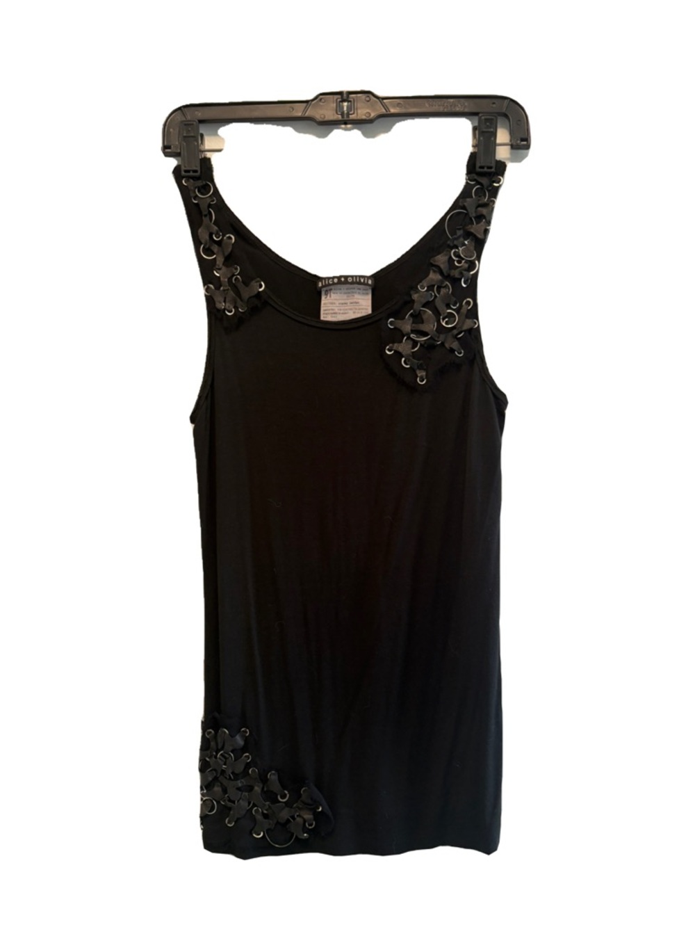 Alice + Olivia Black Embellished Sleeveless Tank Top